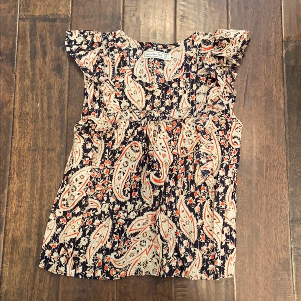 Abercrombie & Fitch cotton ruffle sleeve top